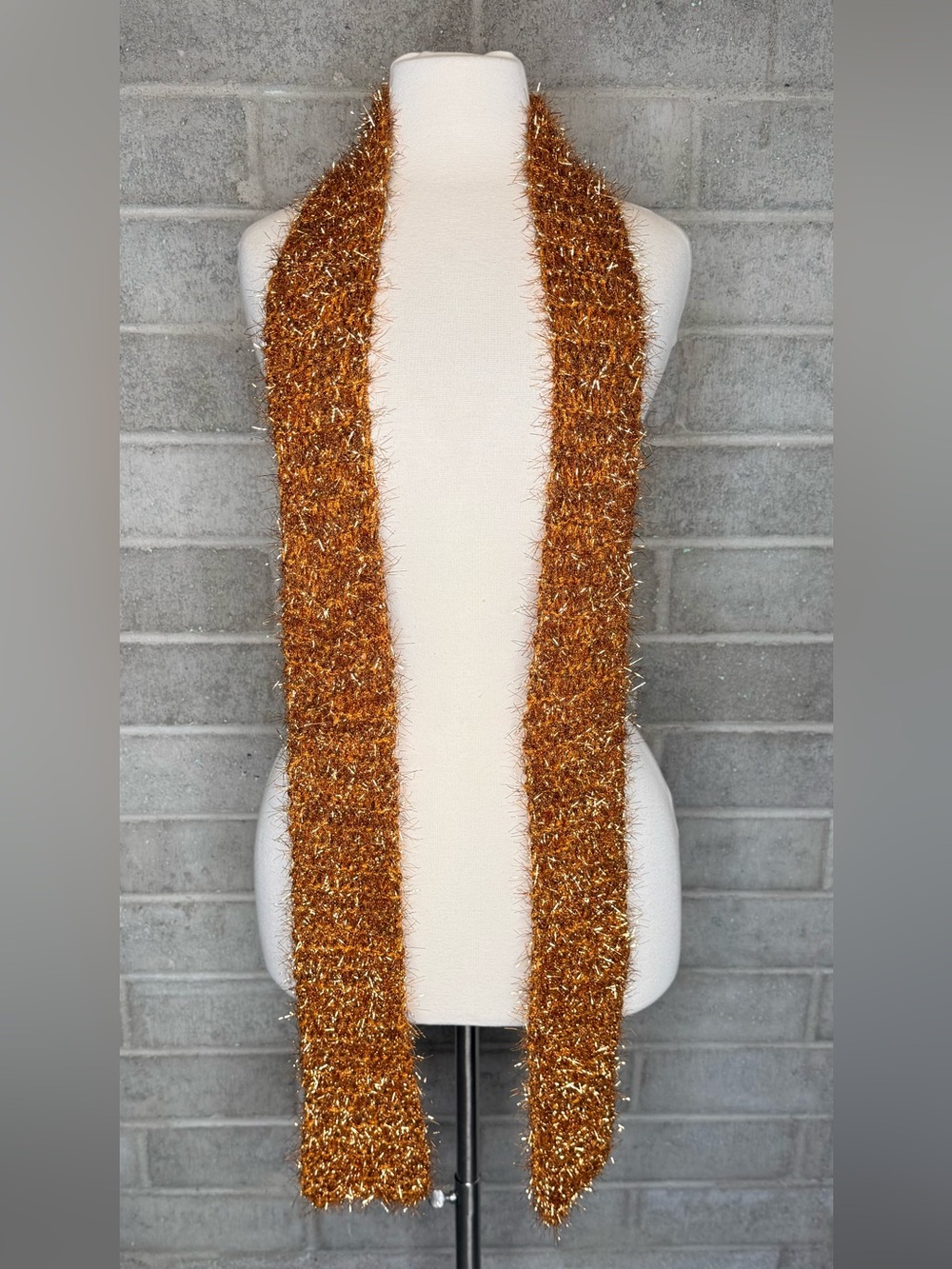 Copper Metallic Tinsel Scarf - Women's Sparkle Wrap